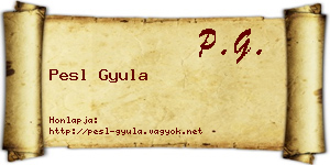 Pesl Gyula névjegykártya